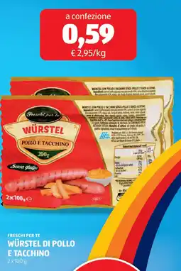 ALDI Freschi per te würstel di pollo e tacchino offerta