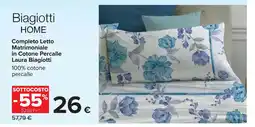 Carrefour Completo Letto Matrimoniale in Cotone Percalle Laura Biagiotti offerta