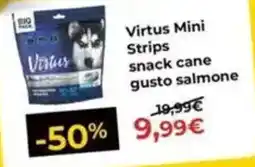 Arcaplanet Virtus Mini Strips snack cane gusto salmone offerta