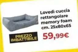 Arcaplanet Lovedì cuccia rettangolare memory foam cm. 25x80x65 offerta