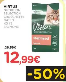 Arcaplanet Virtus nutrition selection crocchette gatto salmone offerta