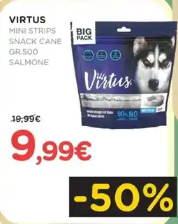 Arcaplanet Virtus mini strips snack cane salmone offerta