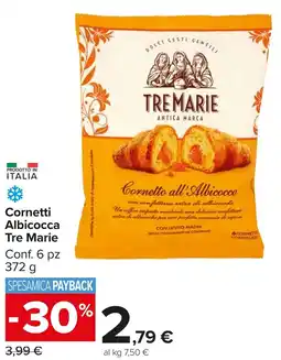 Carrefour Market Cornetti Albicocca Tre Marie offerta