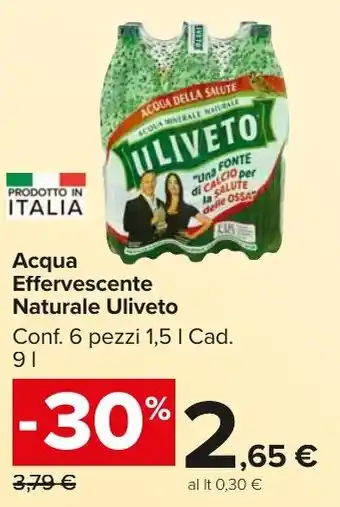 Carrefour Market Acqua Effervescente Naturale Uliveto offerta