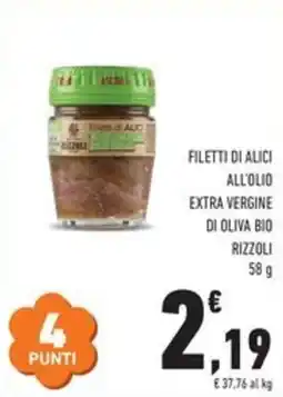 Conad Filetti di alici all'olio extra vergine di oliva bio RIZZOLI offerta
