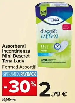 Carrefour Market Assorbenti Incontinenza Mini Descret Tena Lady offerta