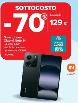 Carrefour Smartphone Xiaomi Note 14 offerta