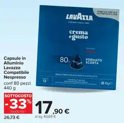 Carrefour Capsule in Alluminio Lavazza Compatibile Nespresso offerta