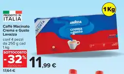 Carrefour Caffè Macinato Crema e Gusto Lavazza offerta