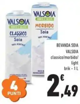 Conad BEVANDA SOIA VALSOIA classico/morbido/ light brik offerta