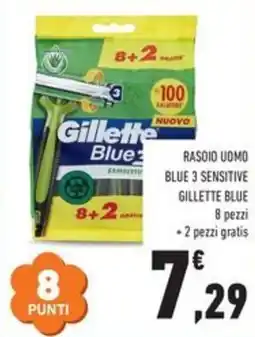 Conad Rasoio uomo blue 3 sensitive GILLETTE BLUE 8 pezzi 2 pezzi gratis offerta