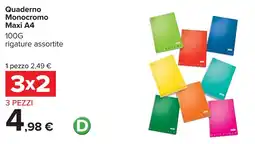 Carrefour Quaderno Monocromo Maxi A4 offerta