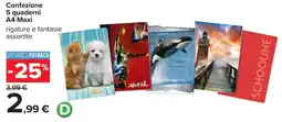 Carrefour Confezione 5 quaderni A4 Maxi offerta