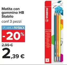 Carrefour Matita con gommino HB Stabilo offerta