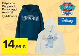 Carrefour Felpa con Cappuccio Personaggi Assortiti offerta