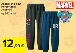 Carrefour Jogger in Felpa Personaggi Assortiti offerta
