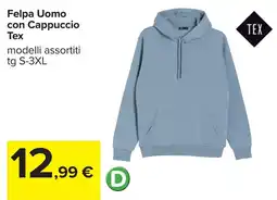 Carrefour Felpa Uomo con Cappuccio Tex offerta