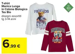 Carrefour T-shirt Manica Lunga in Cotone Biologico Tex Bio offerta