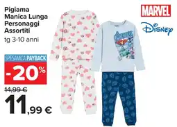 Carrefour Pigiama Manica Lunga Personaggi Assortiti offerta