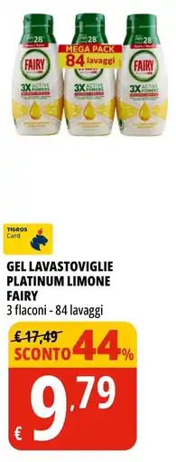 Tigros Gel lavastoviglie platinum limone FAIRY offerta