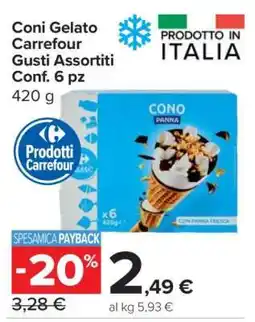 Carrefour Coni Gelato Carrefour Gusti Assortiti Conf. 6 pz offerta