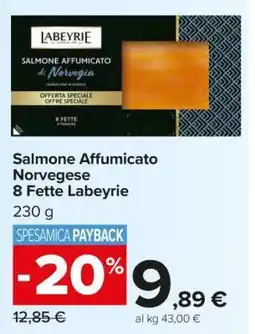 Carrefour Salmone Affumicato Norvegese 8 Fette Labeyrie offerta
