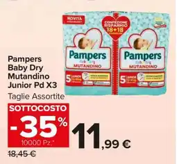 Carrefour Pampers Baby Dry Mutandino Junior Pd X3 offerta