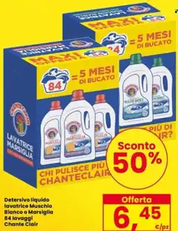 Interspar Detersivo liquido lavatrice Muschio Bianco o Marsiglia 84 lavaggi Chante Clair offerta