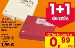 Interspar 30 Tovaglioli 33x33 cm -3 veli colori assortiti Spar offerta