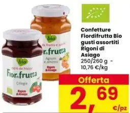 Interspar Confetture Fiordifrutta Bio gusti assortiti Rigoni di Asiago offerta
