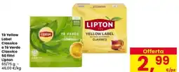 Interspar Tè Yellow Label Classico o Tè Verde Classico 50 filtri Lipton offerta