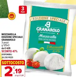 Iperal Mozzarella edizione speciale GRANAROLO offerta