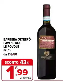 Iperal Barbera oltrepò pavese doc LE ROVOLE offerta