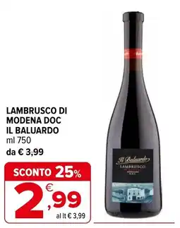Iperal Lambrusco di modena doc IL BALUARDO offerta