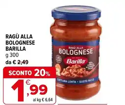 Iperal Ragù alla bolognese BARILLA offerta
