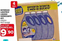 Iperal Detersivo lavatrice liquido igienizzante ACE offerta