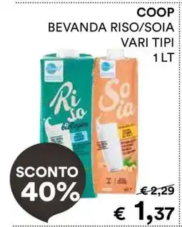 Coop COOP BEVANDA RISO/SOIA offerta