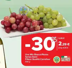 Carrefour Uva Mix Bianca/Rossa Senza Semi Filiera Qualità Carrefour offerta