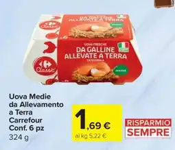 Carrefour Uova Medie da Allevamento a Terra Carrefour Conf. 6 pz offerta