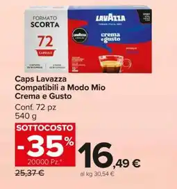 Carrefour Caps Lavazza Compatibili a Modo Mio Crema e Gusto offerta