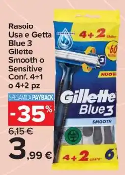 Carrefour Rasoio Usa e Getta Blue 3 Gillette Smooth o Sensitive offerta