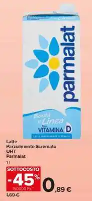 Carrefour Latte Parzialmente Scremato UHT Parmalat offerta