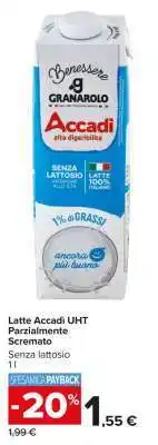 Carrefour Latte Accadì UHT Parzialmente Scremato offerta