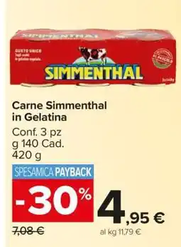 Carrefour Carne Simmenthal in Gelatina offerta