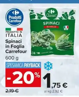 Carrefour Spinaci in Foglia Carrefour offerta