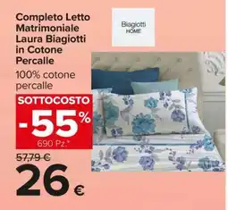 Carrefour Completo Letto Matrimoniale Laura Biagiotti in Cotone Percalle offerta