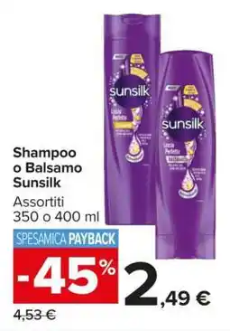 Carrefour Shampoo o Balsamo Sunsilk offerta