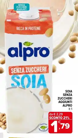 Iperal Soia senza zuccheri aggiunti ALPRO offerta