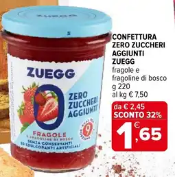 Iperal Confettura zero zuccheri aggiunti ZUEGG offerta
