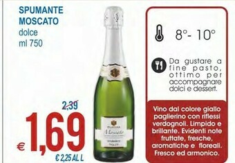 MD Discount Spumante moscato dolce 750 ml offerta
